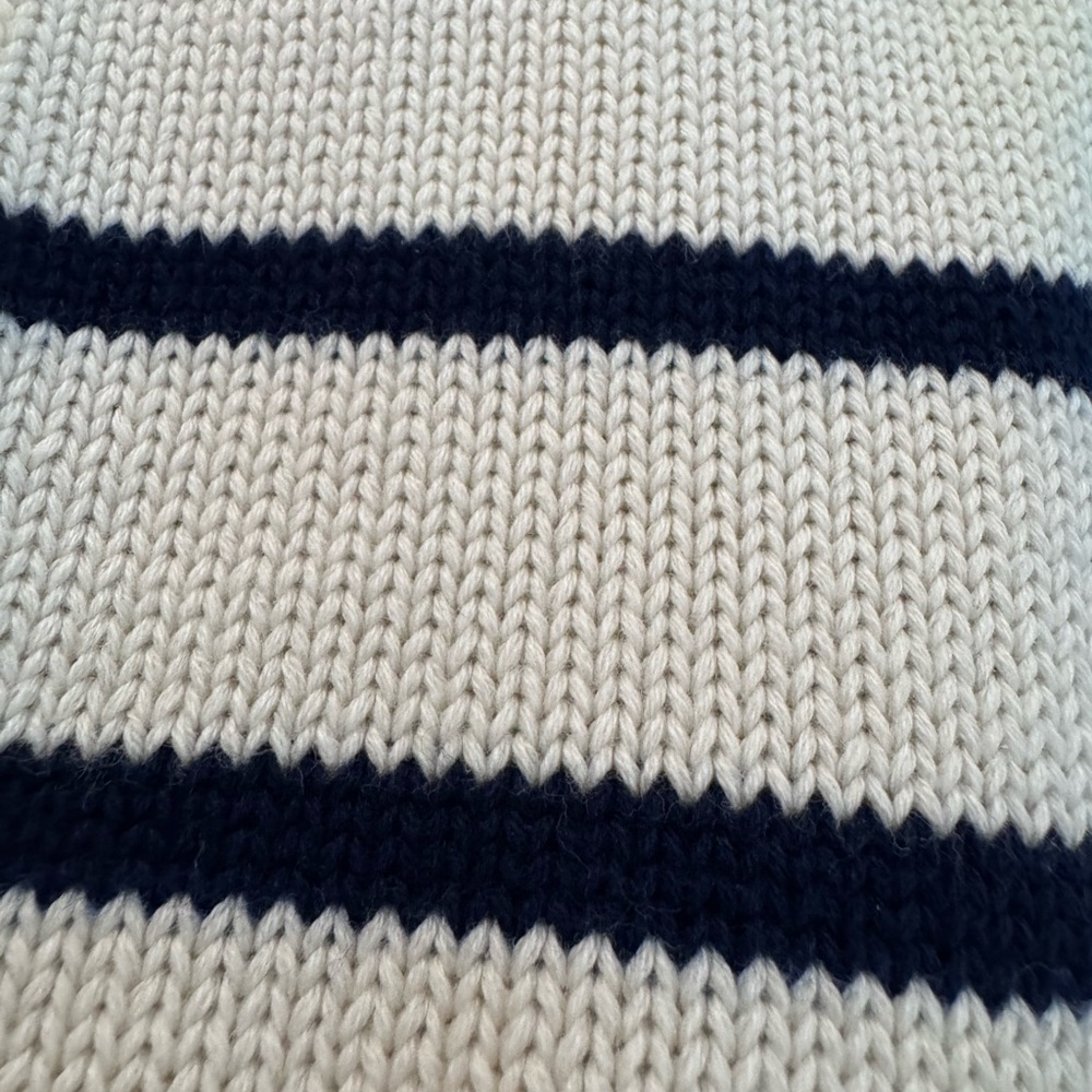 Navy and Off-White Striped Women's Crew Neck Sweater - Picture 2 of 2